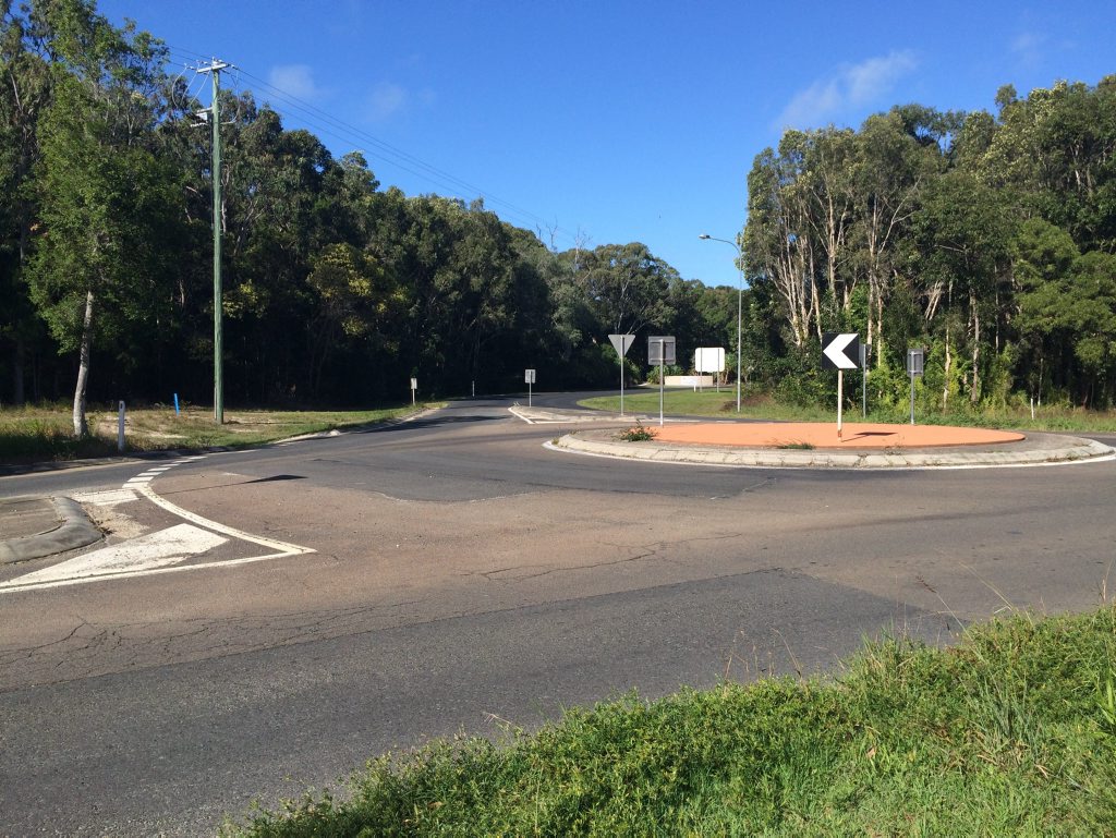 The round-a-bout on Inskip Ave at Rainbow Beach where an alleged road rage incident took place on Tuesday, leaving a woman in a critical condition. The round-a-bout on Inskip Ave at Rainbow Beach where an alleged road rage incident took place on Tuesday, leaving a woman in a critical condition.